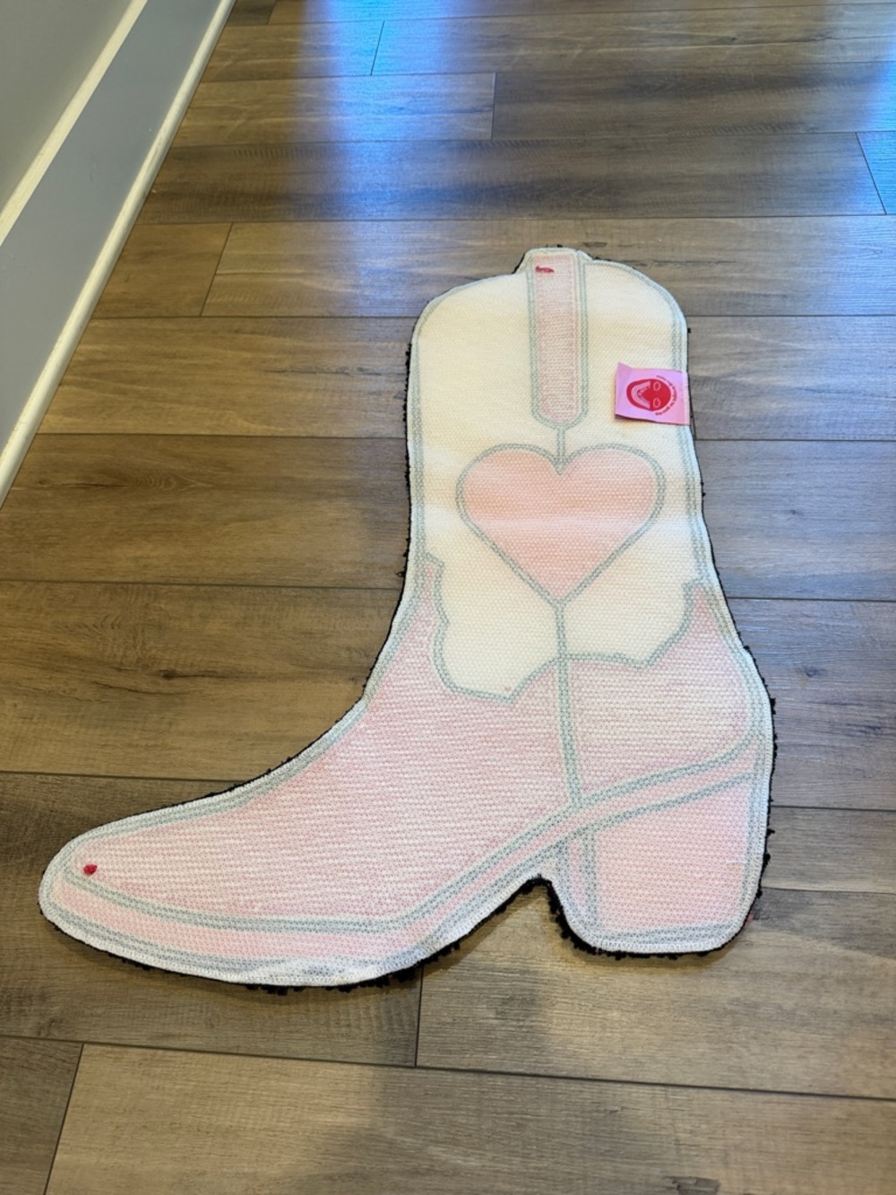 Pink & Red Heart Cowboy Boot Rug Decor - Picture 2 of 2